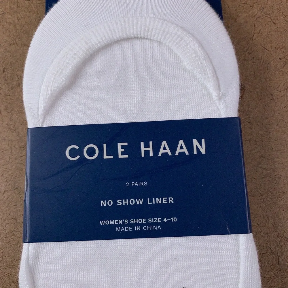 Cole Haan Womens Shoe Size 4-10 White No Show Liner Socks 2 Pair NWT